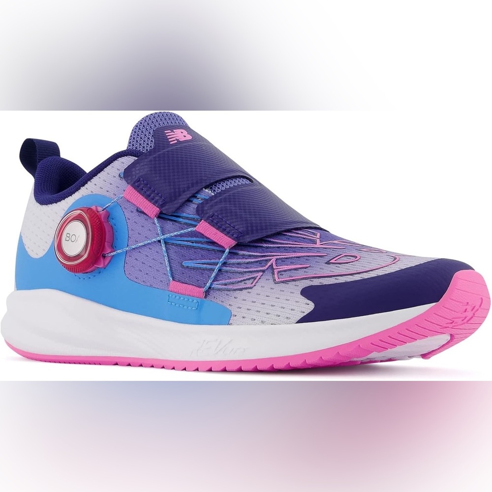 Size 1 Youth New Balance Kids' Blue and Pink Sneakers
